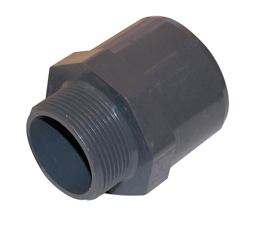 PVC Übergangsmuffe mit 2" Aussengewinde DA 50 Nippel