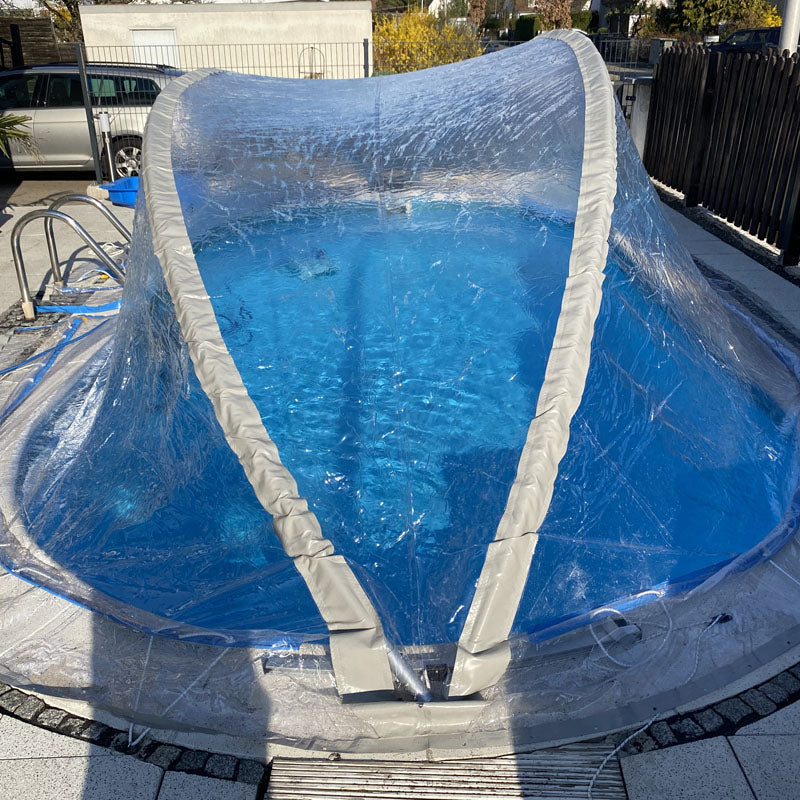 Cabrio Dom 6,10 x 3,6m Oval breiter Handlauf Schwimmbad Pool Überdachung Solar