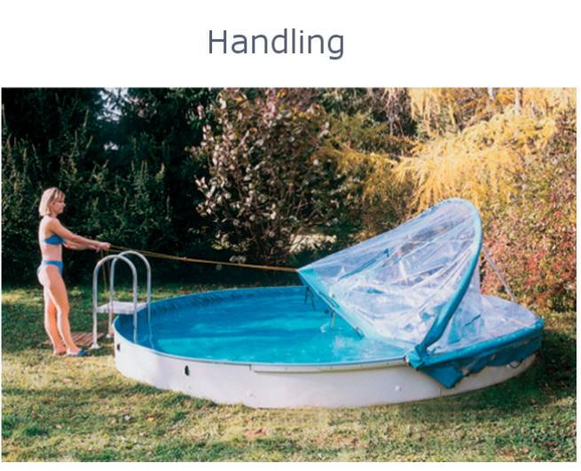 Cabrio Dom Ø 3,6m Rund breiter Handlauf Schwimmbad Pool Überdachung Solar