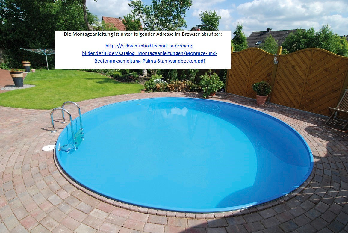 Pool 3,5 x 1,2m Folie 0,6mm Skimmerset Stahlwand Schwimmbecken