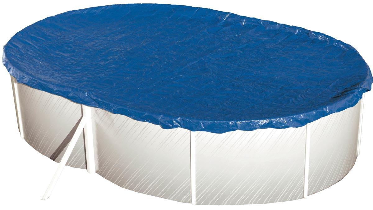 Sommerabdeckplane Oval 7,3 x 3,7m mit 70cm Übermaß Poolabdeckung