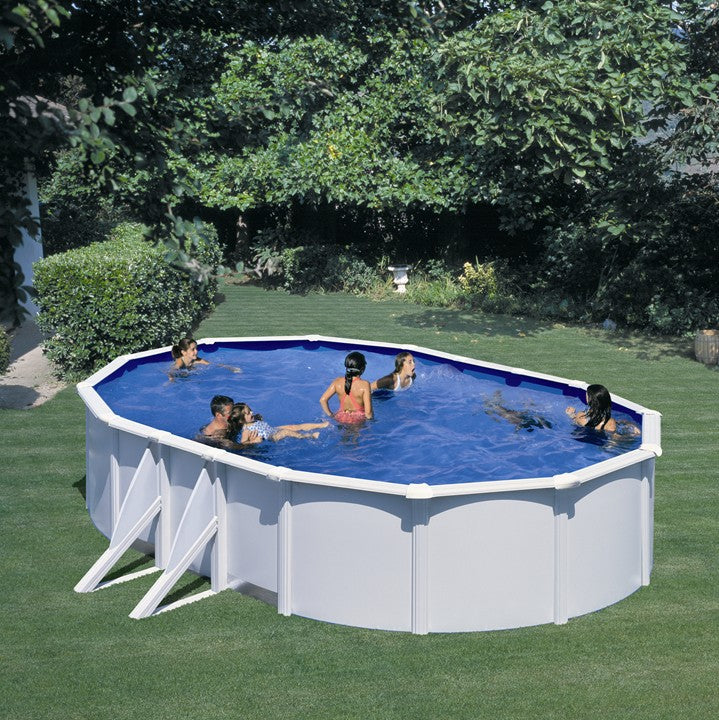 Pool 6,1 x 3,6 x 1,2 weiss OVAL Schwimmbecken Stahlwand