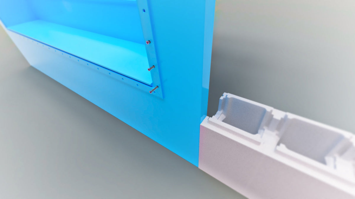 Römertreppe eckig blau 200 x 150 x 150cm Kunststoff Pool Treppe Einbautreppe