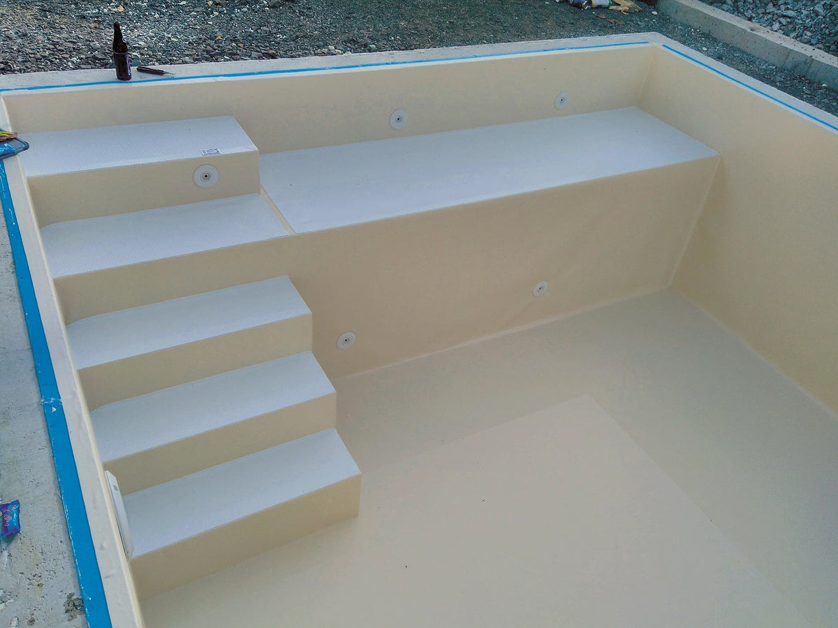 Komforttreppe Poolbreite 4m inkl. Sitzbankadapter 5 Stufen Einbautreppe