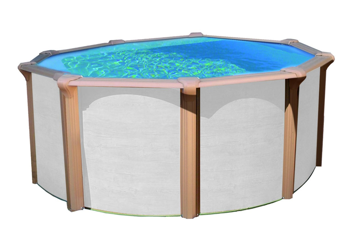 Pool 3,6 x 1,35 rund white wood Stahlwand Schwimmbecken breiter Handlauf