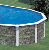 Pool 4,90 x 3,60 x 1,2 m Stahlwandbecken Steindekor Schwimmbecken Oval