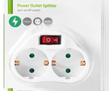 Doppelsteckdose 2 fach Steckdose Schuko Y Adapter mit Schalter Mehrfachstecker
