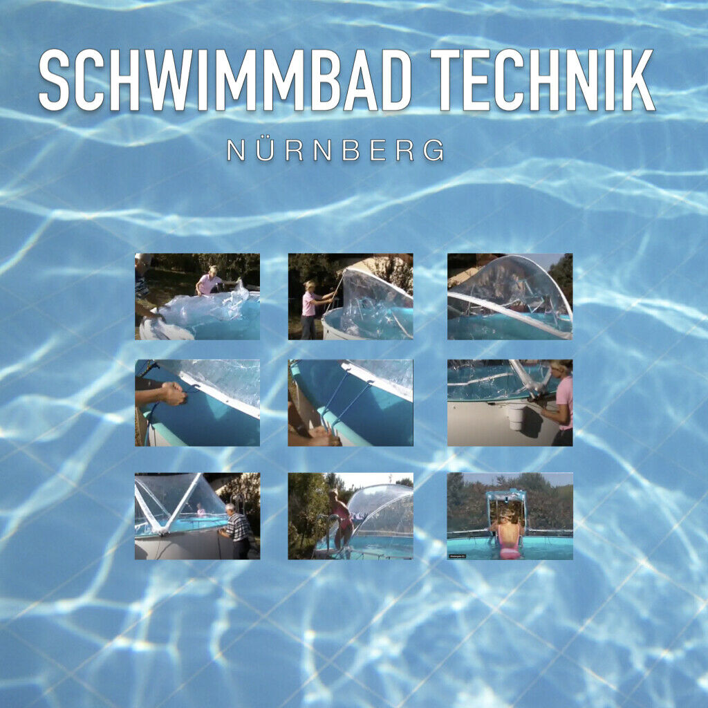 Cabrio Dom 7,30 x 3,6m Oval breiter Handlauf Schwimmbad Pool Überdachung Solar