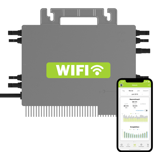Deye Wechselrichter 2000W SUN-M200G4-EU WIFI  Balkonkraftwerk 5m Anschlusskabel