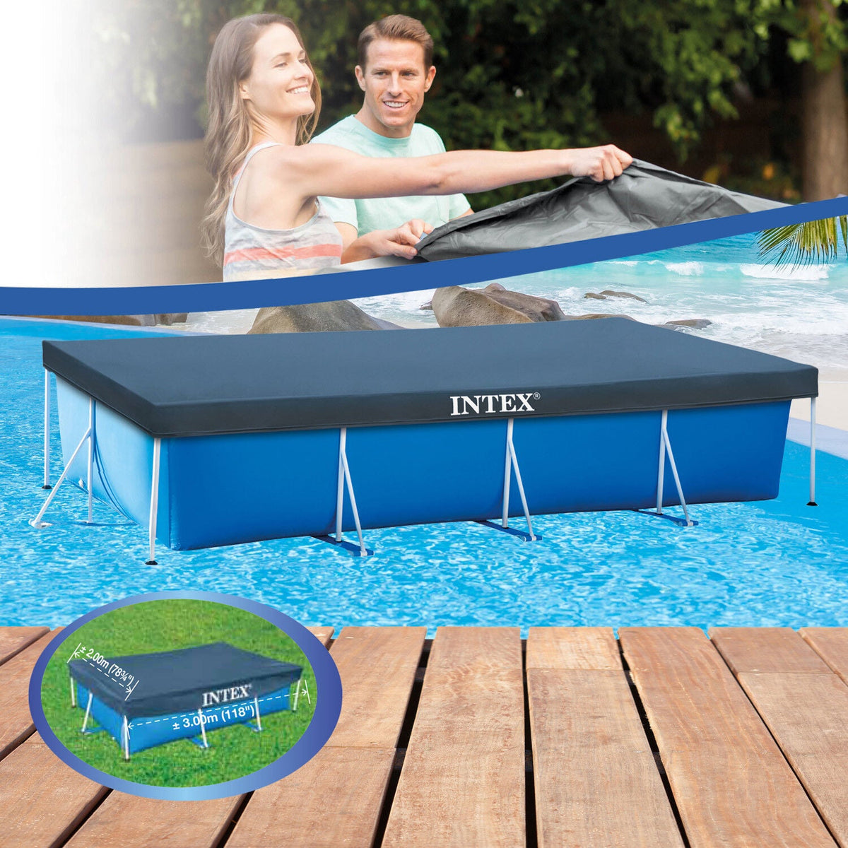 INTEX Abdeckplane Frame-Pool Family 300 x 200 cm