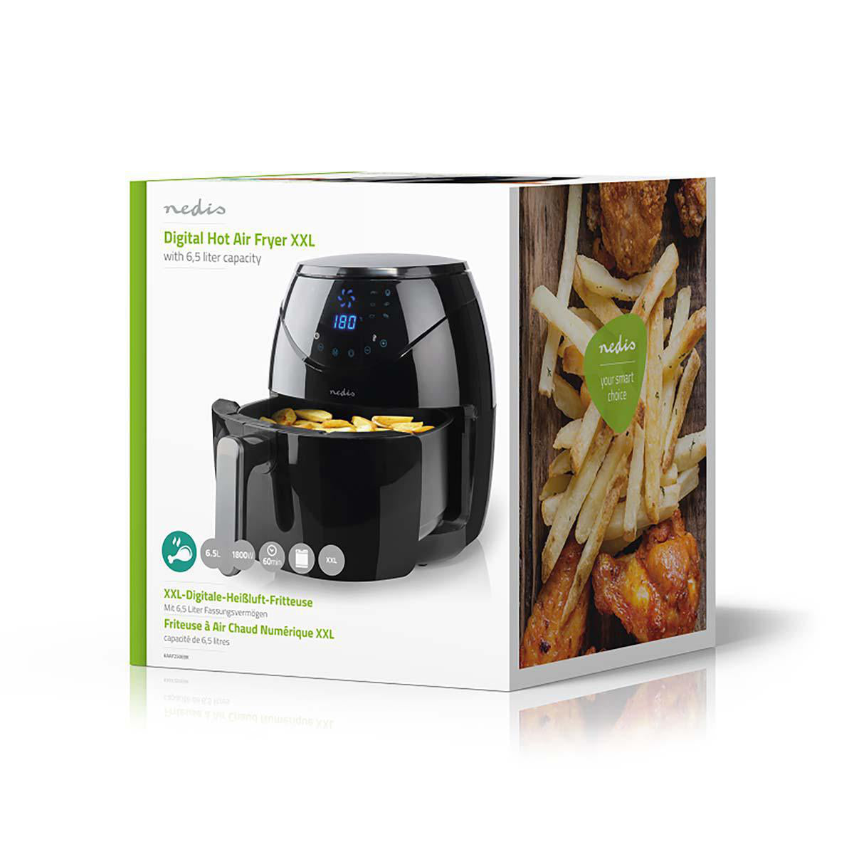 6,5L XXL Heißluftfritteuse Friteuse Heißluft Digital Touch LCD Grill Pommes