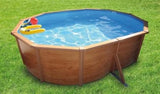 Pool 4,9 x 3,6 x 1,2m Oval Holzdekor Stahlwand Schwimmbecken