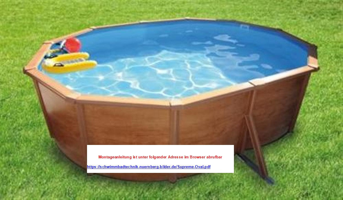 Pool 4,9 x 3,6 x 1,2m Oval Holzdekor Stahlwand Schwimmbecken