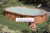Pool  7,3x3,7x1,2m Holzdekor Stahlwand Schwimmbecken