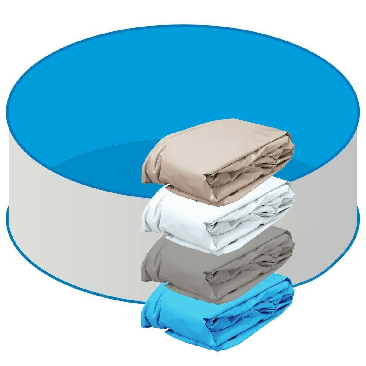 Innenfolie 5,0 x 1,2m Rund Stärke 0,6mm mit Biese blau Poolfolie Folie