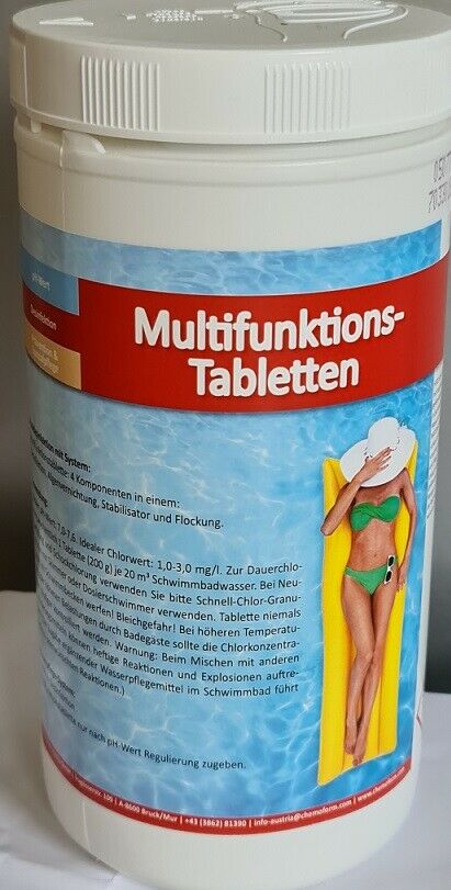 Quattrotabs 200 - Multifunktion 1kg Chlor Wasserpflege Schwimmbad Pool Whirlpool