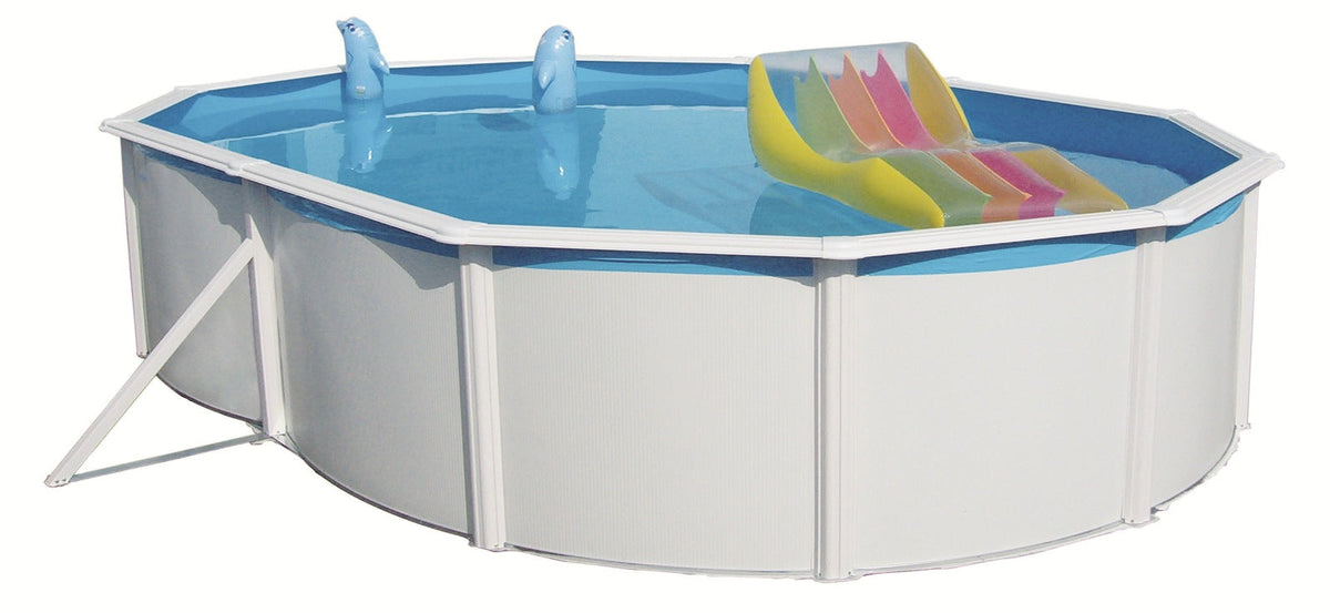 Pool 4,9 x 3,6 x 1,2 weiss OVAL Schwimmbecken Stahlwand