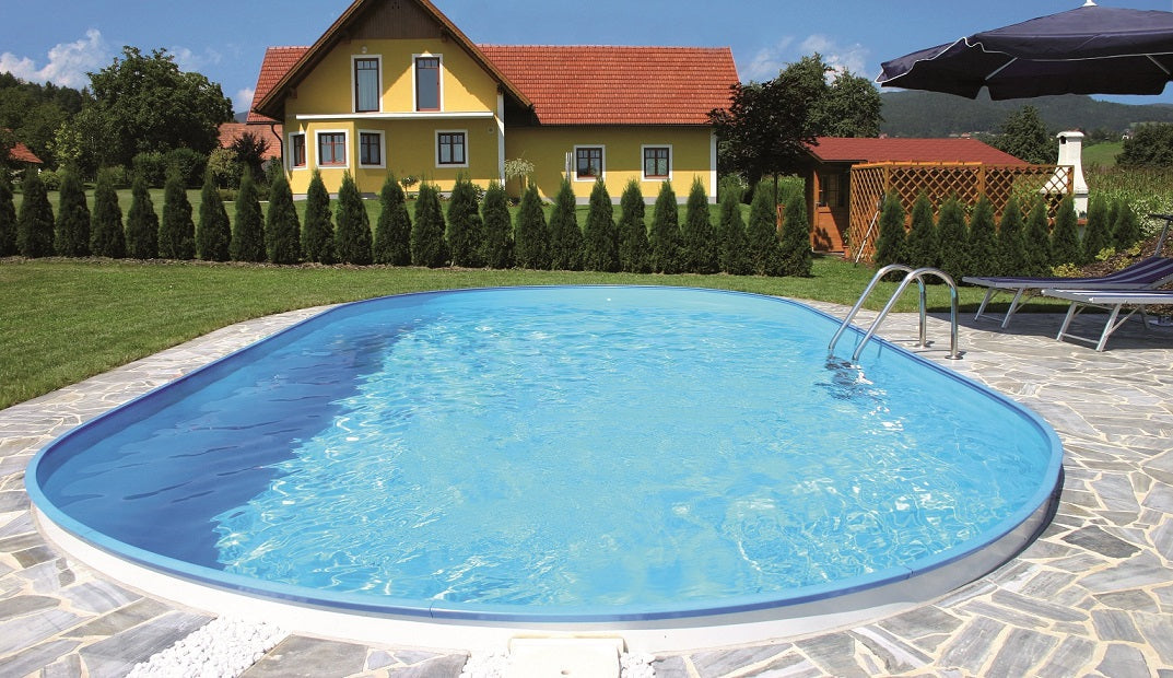 Pool  4,9 x 3,0 x 1,2m oval mit 0,6mm Folie Stahlwand Schwimmbecken
