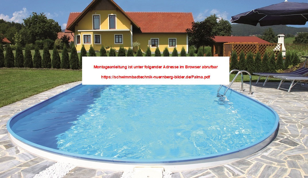 Pool  7,3 x 3,6 x 1,5m OVAL mit 0,6mm Folie Stahlwand Schwimmbecken