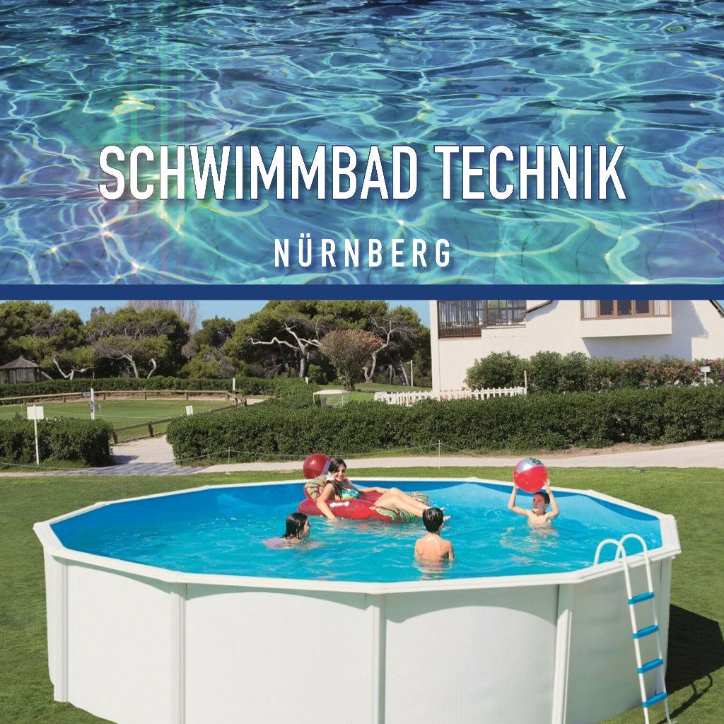 Pool 3,6 x 1,2m + Skimmerset breiter Handlauf Stahlwand Schwimmbecken