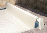 Manuelle Rollabdeckung 8 x 4 m weiß f. RECHTECK Schwimmbecken Pool PVC-Lamellen