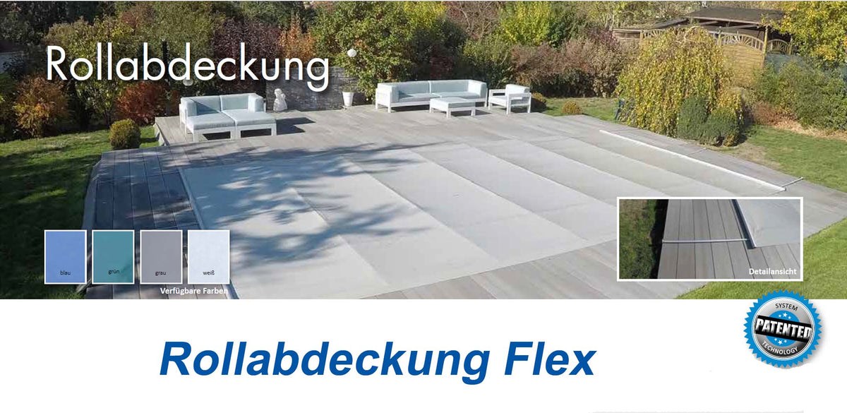 Flex Rollabdeckung 8 x 4m weiß für RECHTECKBECKEN Flex Pool Schwimmbecken