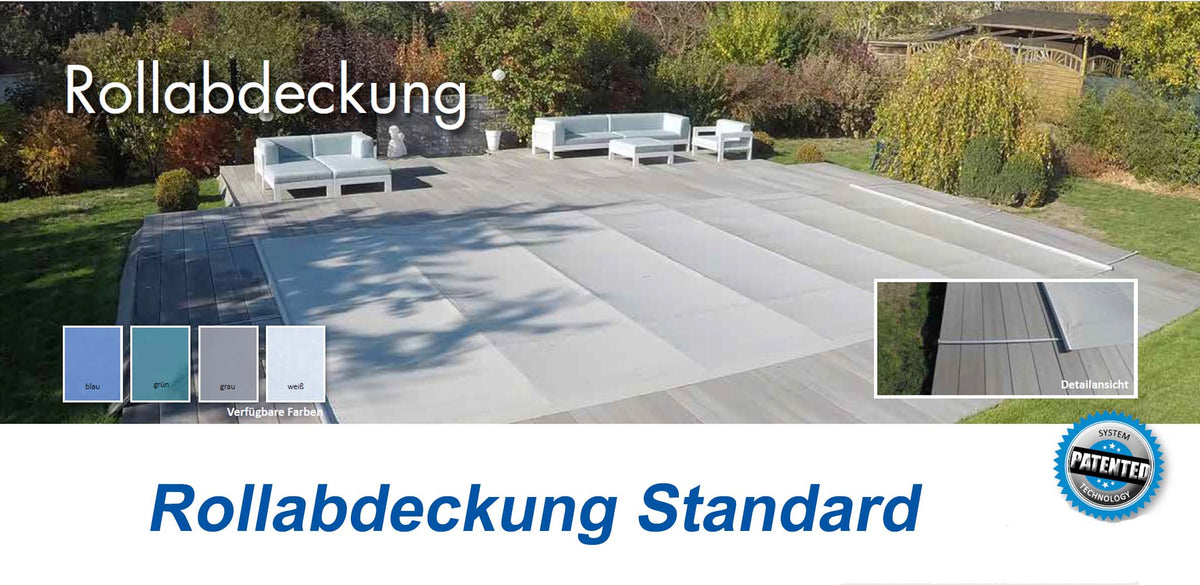 Standard Rollabdeckung 7 x 3,5m blau für RECHTECKBECKEN  Pool Schwimmbecken