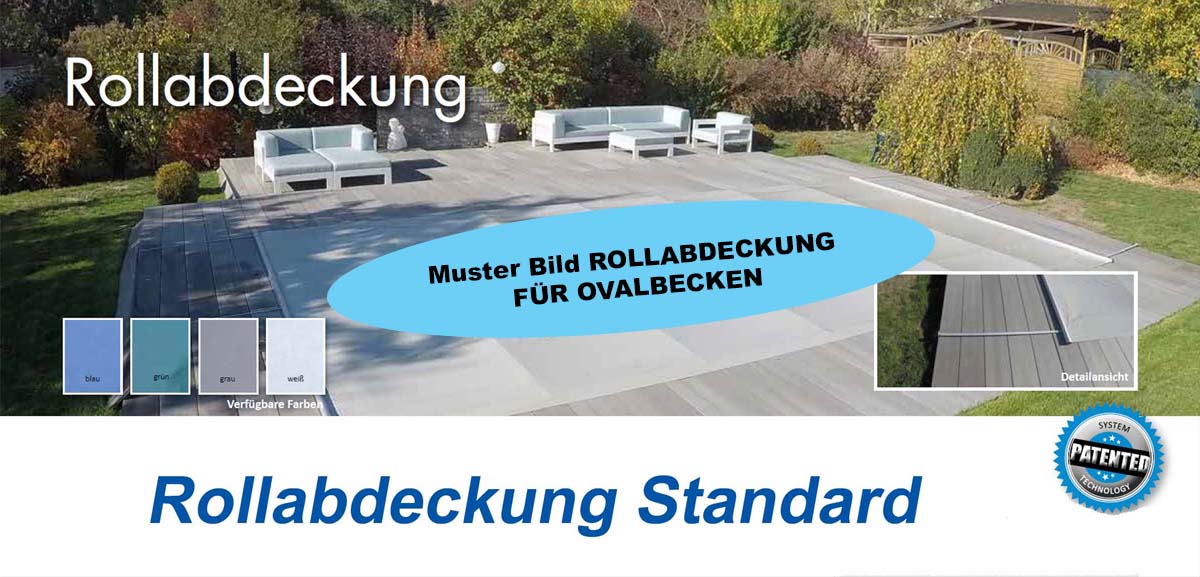 Rollabdeckung OVALBECKEN 7 x 3,50m grün für Standard Pool Schwimmbecken
