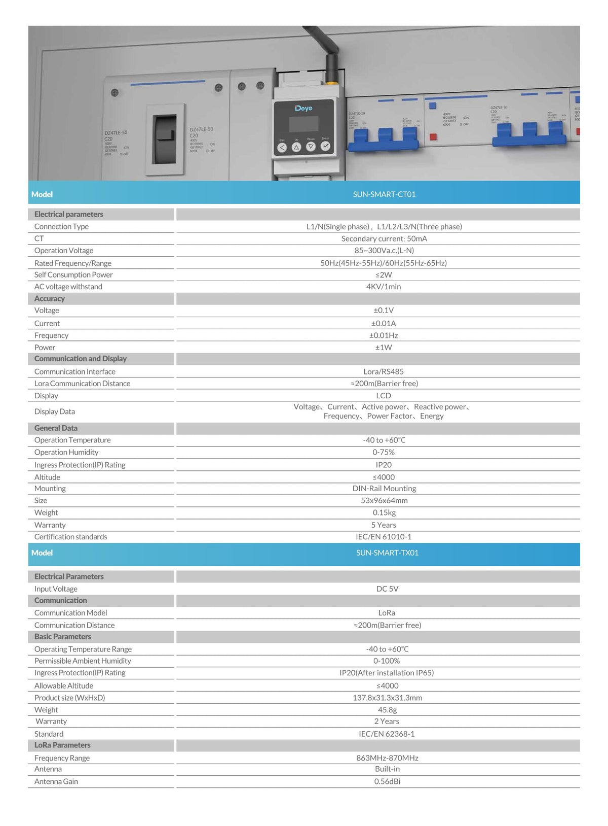 Deye Smart Meter 3 Phasen (kabellose Kommunikation) SUN-SMART-CT01