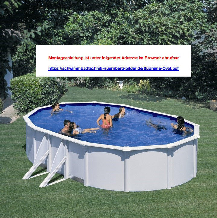 Pool 6,1 x 3,6 x 1,2 weiss OVAL Schwimmbecken Stahlwand