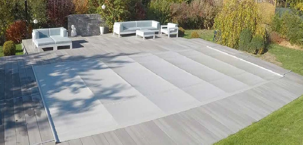 Standard Rollabdeckung 6 x 3m grau RECHTECKBECKEN Abdeckung Pool Schwimmbecken