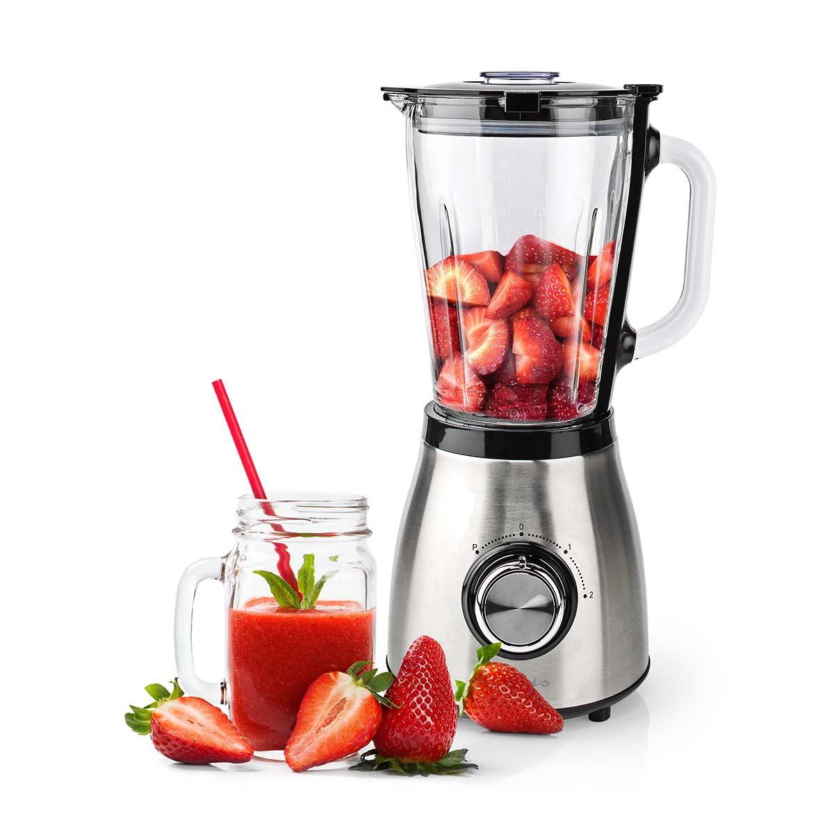 800W Edelstahl Standmixer 1,5L Glas-Behälter Smoothie Maker Mixer