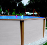 Pool 3,6 x 1,35 rund white wood Stahlwand Schwimmbecken breiter Handlauf