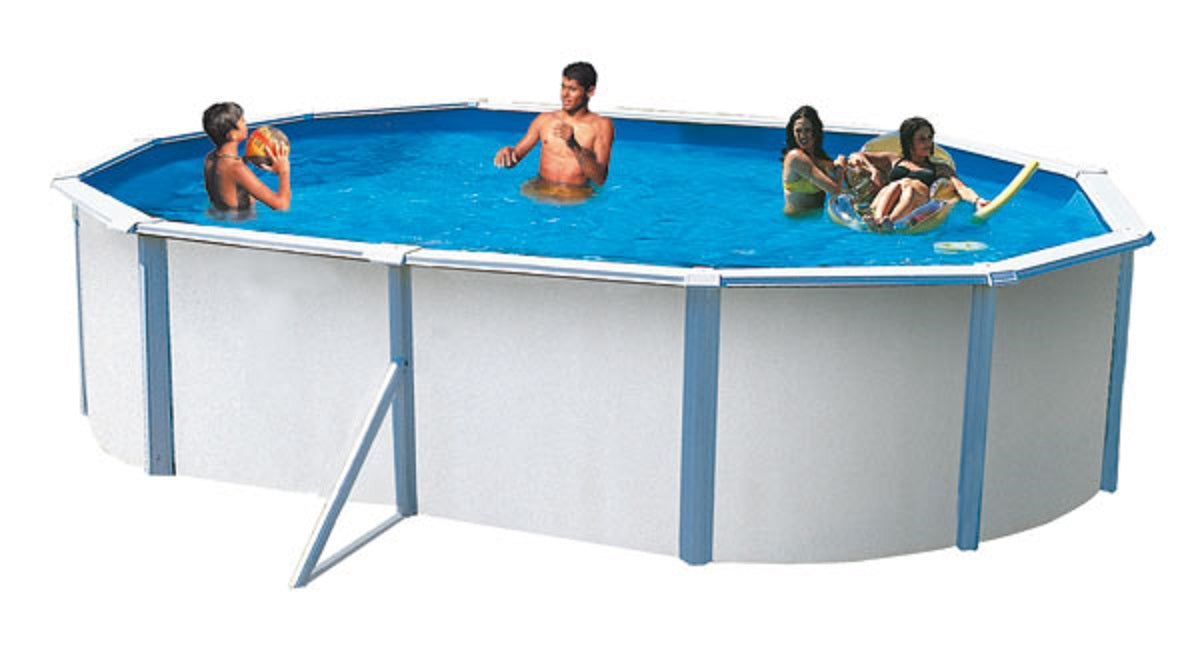 Pool  4,9 x 3,6 x 1,2m Oval weiss Stahlwand Schwimmbecken