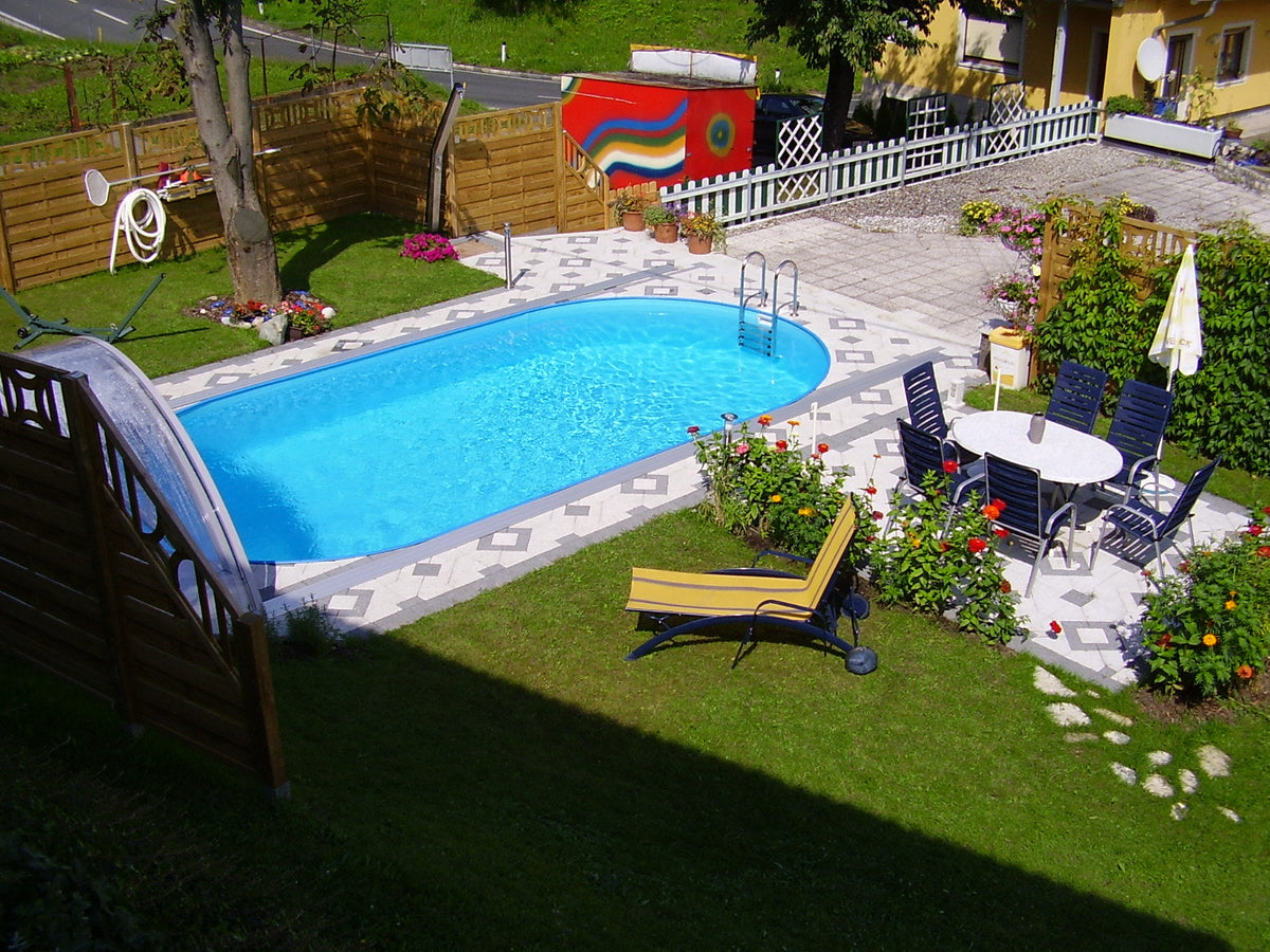 Pool  4,9 x 3,0 x 1,2m oval mit 0,6mm Folie Stahlwand Schwimmbecken