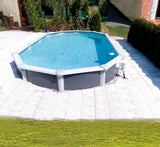 Pool 7,65 x 4,6 x 1,35m design Oval Stahlwand Schwimmbecken breiter Handlauf