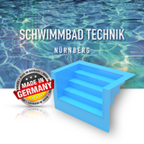 Pool 9m x 5m x 1,5m Rechteckig + Blaue Römertreppe rechteckig Styroporbecken