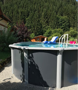 Pool 4,60 x 1,35m rund Stahlwand Schwimmbecken breiter Handlauf supreme design